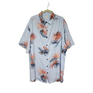 Caribbean Hawaiian Shirt Multicolor Blue Floral Button Down Size 2XT NWT
